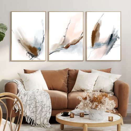 Jogo com 3 Quadros Decorativos Abstrato Extension