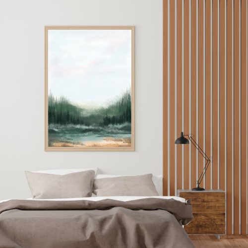 Quadro Decorativo Abstrato Degradê Marrom, Verde e Branco