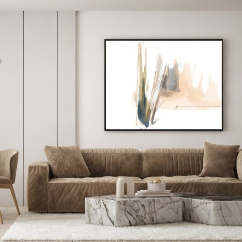 Quadro Decorativo Abstrato Detalhes Nude e Verde