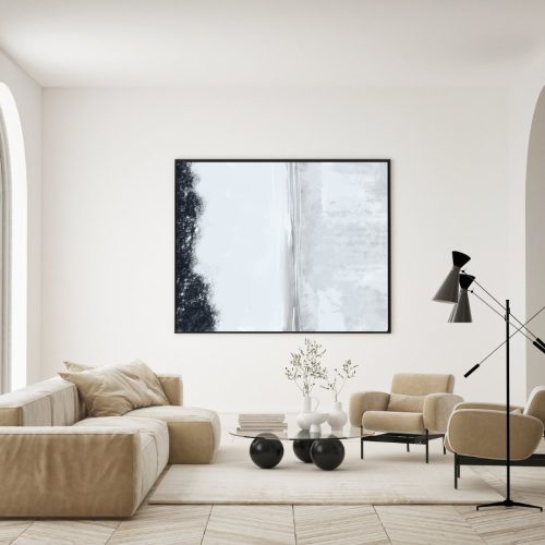 Quadro Decorativo Abstrato Degradê Preto e Cinza