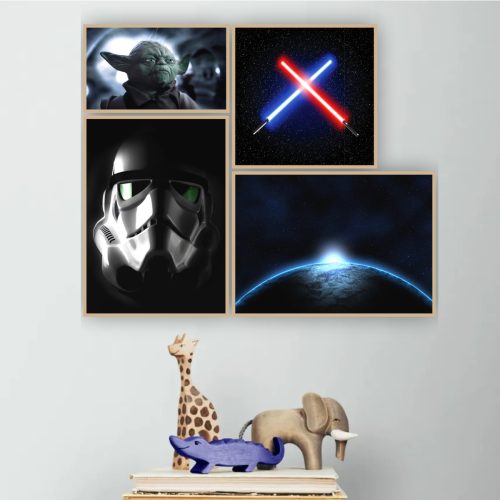 Jogo com 4 Quadros Decorativos Quarto de Menino