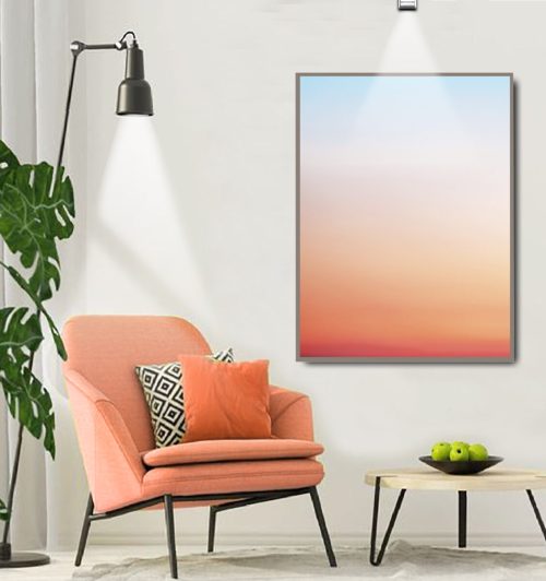 Quadro Decorativo Abstrato Degrade Azul e Laranja