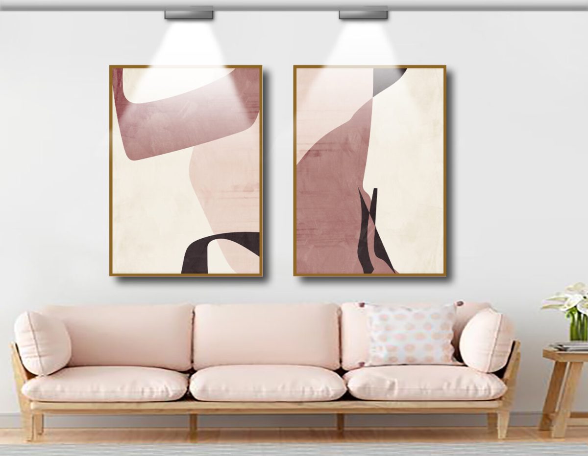Jogo com 2 Quadros Abstratos Em Tons de Rosa - Imagem 3