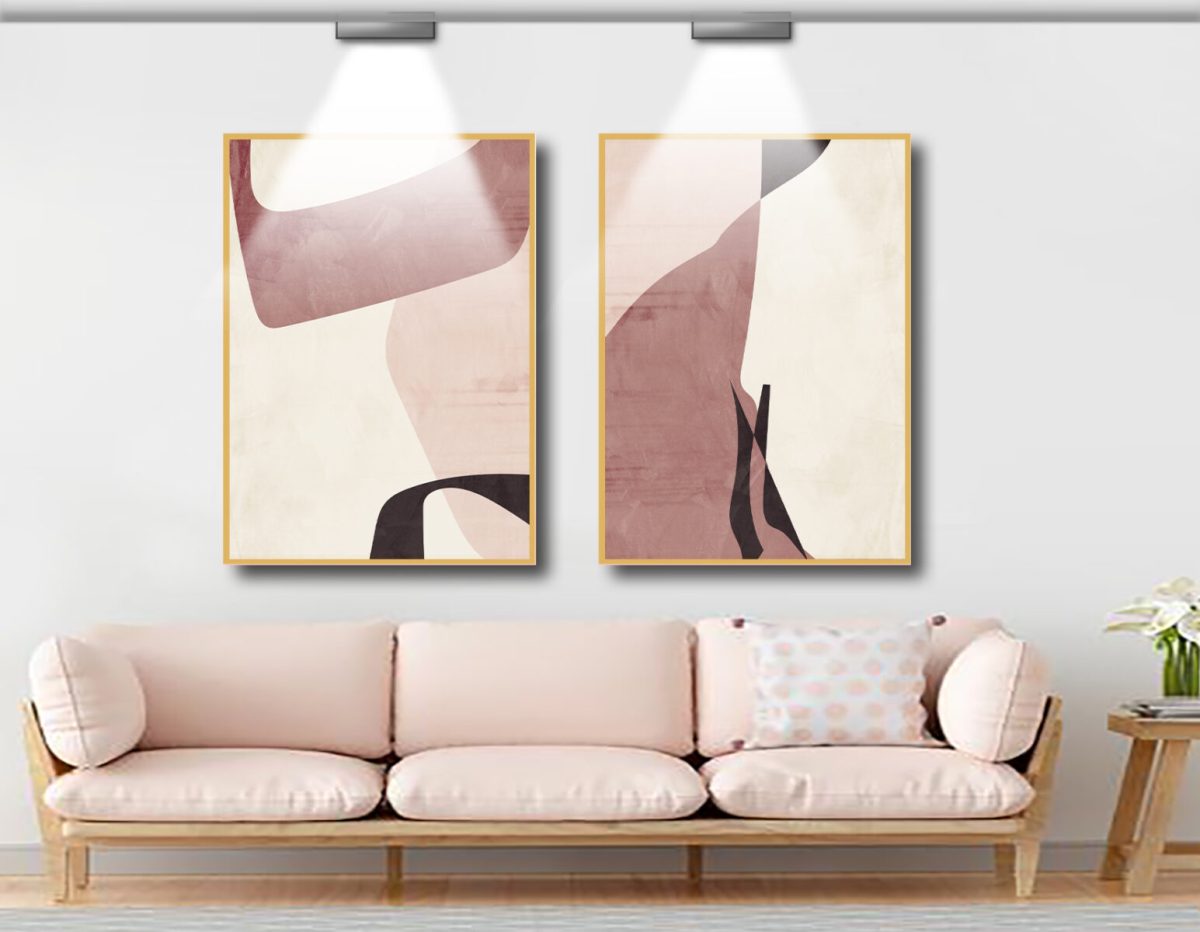 Jogo com 2 Quadros Abstratos Em Tons de Rosa - Imagem 4