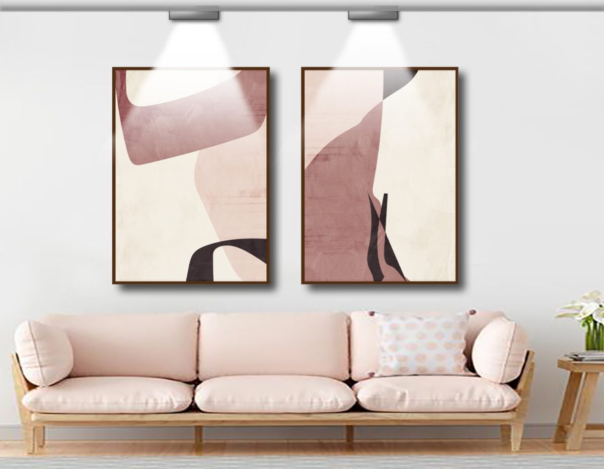 Jogo com 2 Quadros Abstratos Em Tons de Rosa - Imagem 5