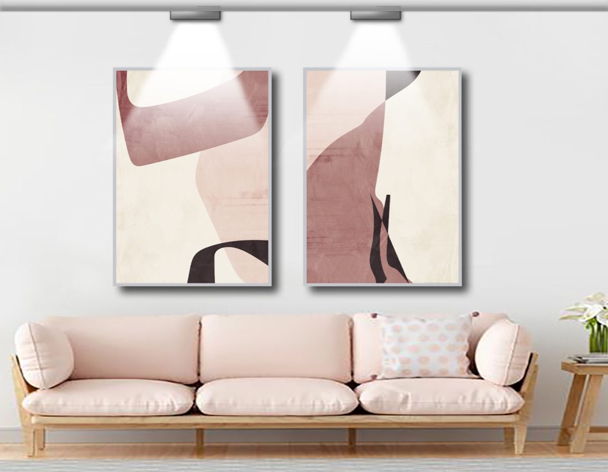 Jogo com 2 Quadros Abstratos Em Tons de Rosa - Imagem 6