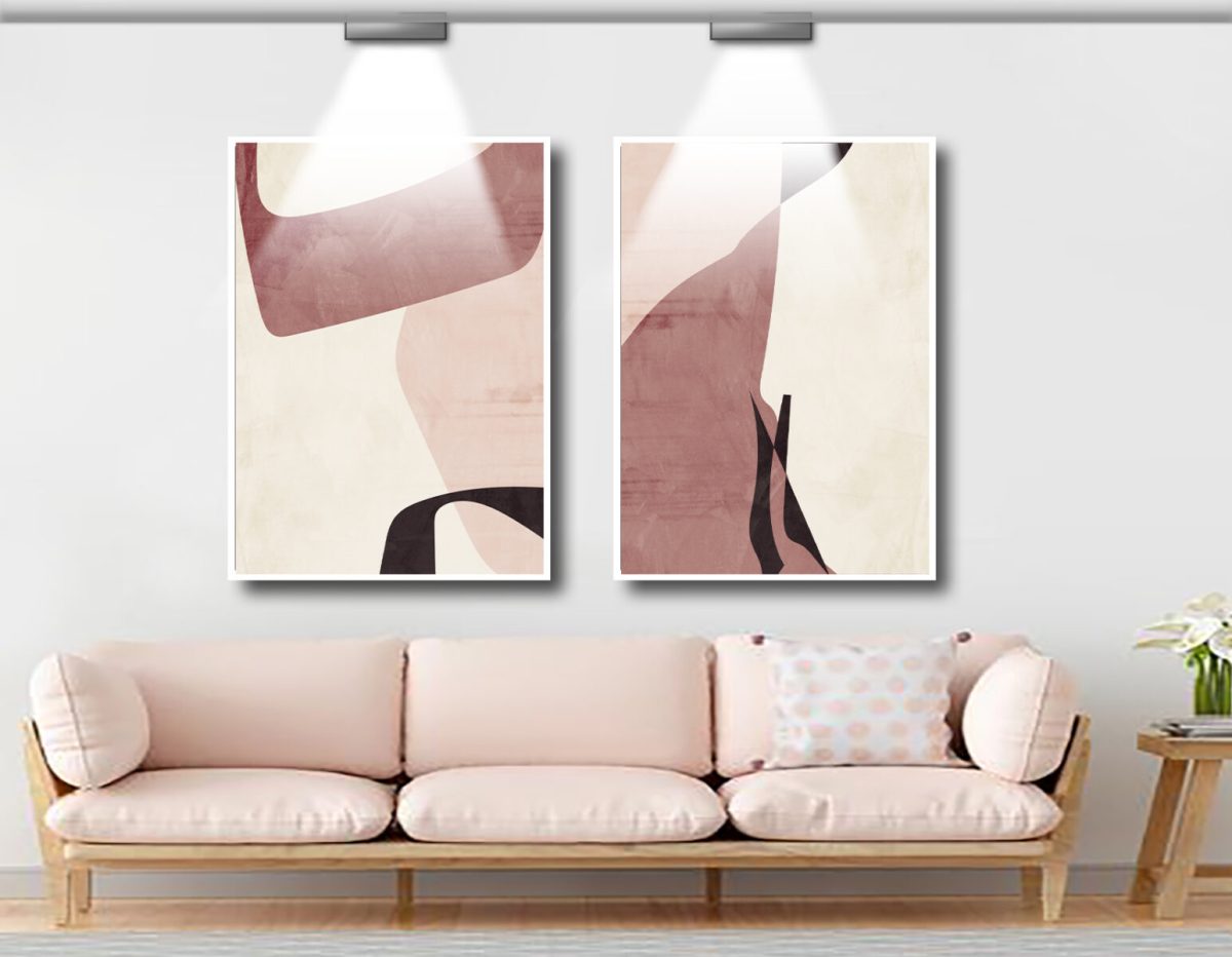 Jogo com 2 Quadros Abstratos Em Tons de Rosa - Imagem 8