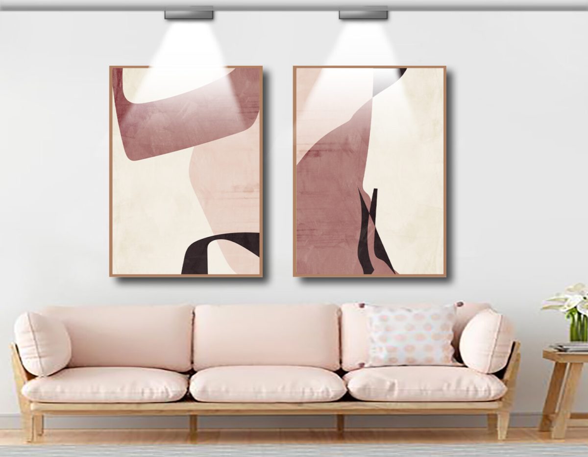 Jogo com 2 Quadros Abstratos Em Tons de Rosa - Imagem 9
