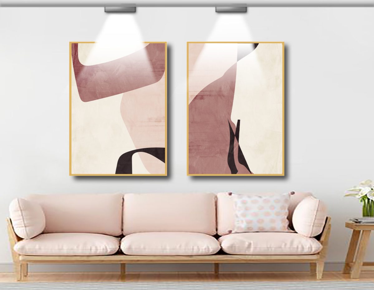 Jogo com 2 Quadros Abstratos Em Tons de Rosa - Imagem 10
