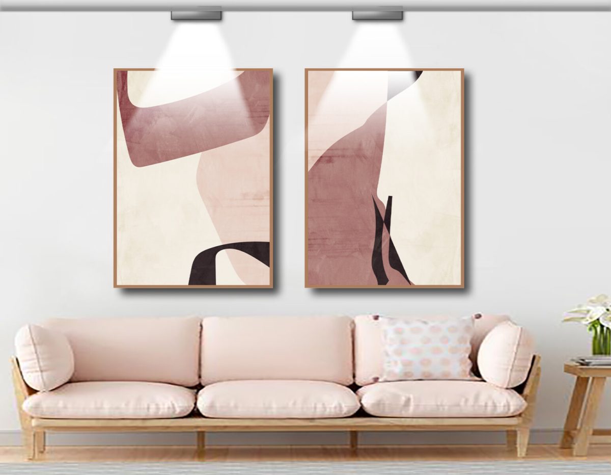 Jogo com 2 Quadros Abstratos Em Tons de Rosa - Imagem 14