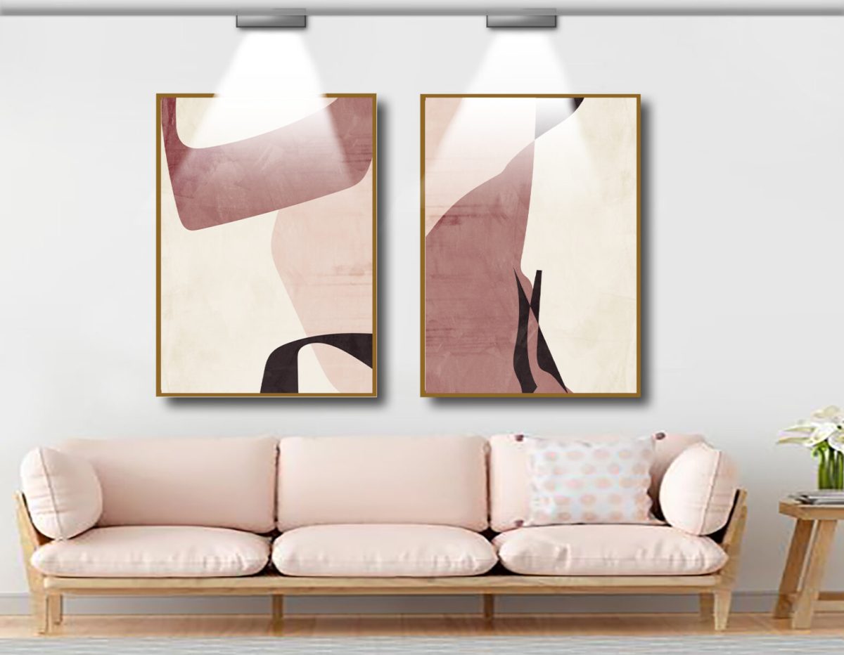 Jogo com 2 Quadros Abstratos Em Tons de Rosa - Imagem 15