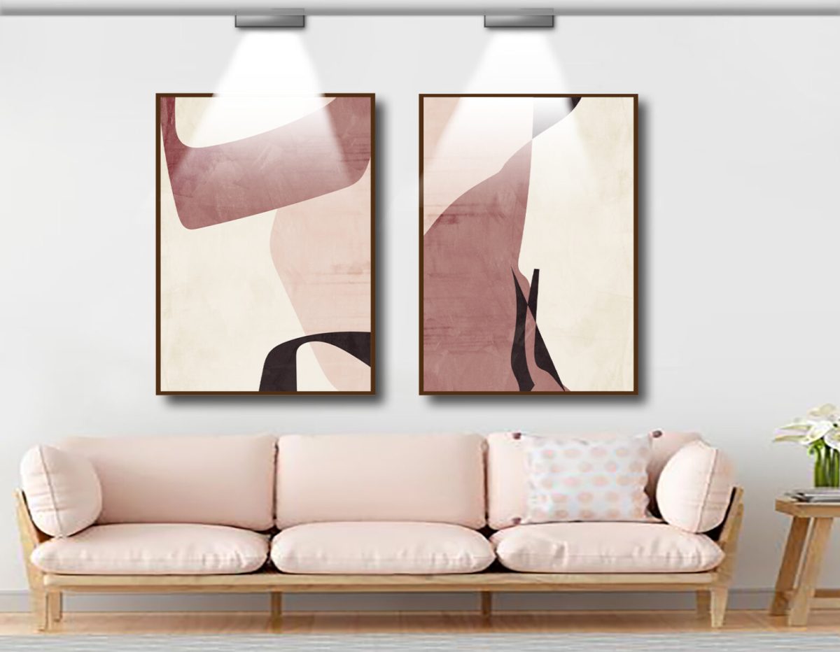 Jogo com 2 Quadros Abstratos Em Tons de Rosa - Imagem 17