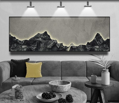 Quadro Decorativo Abstrato em Tons de Preto e Cinza