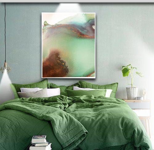 Quadro Decorativo Abstrato em Tons de Marrom e Verde