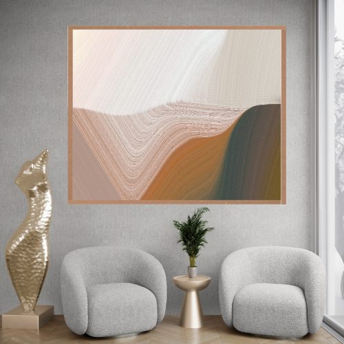 Quadro Decorativo Abstrato Minimalista Marrom Terracota Off White