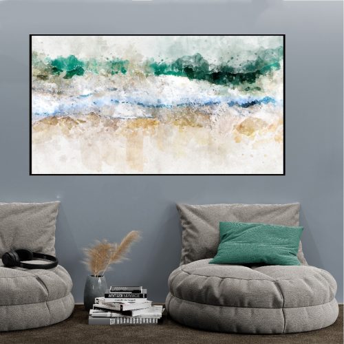 Quadro Decorativo Abstrato Verde e Nude