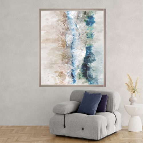 Quadro Decorativo Abstrato Marrom Azul e Branco