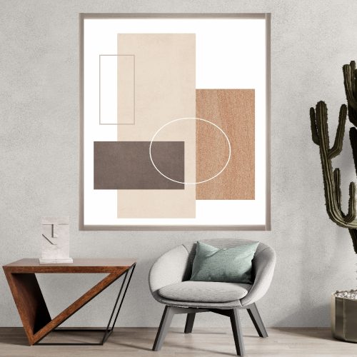 Quadro Decorativo Abstrato Minimalista em Tons Neutros