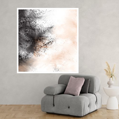 Quadro Decorativo Abstrato Minimalista Preto Nude e Branco