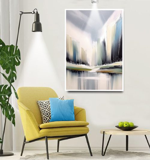 Quadro Decorativo Abstrato Pinceladas em Tons de Azul