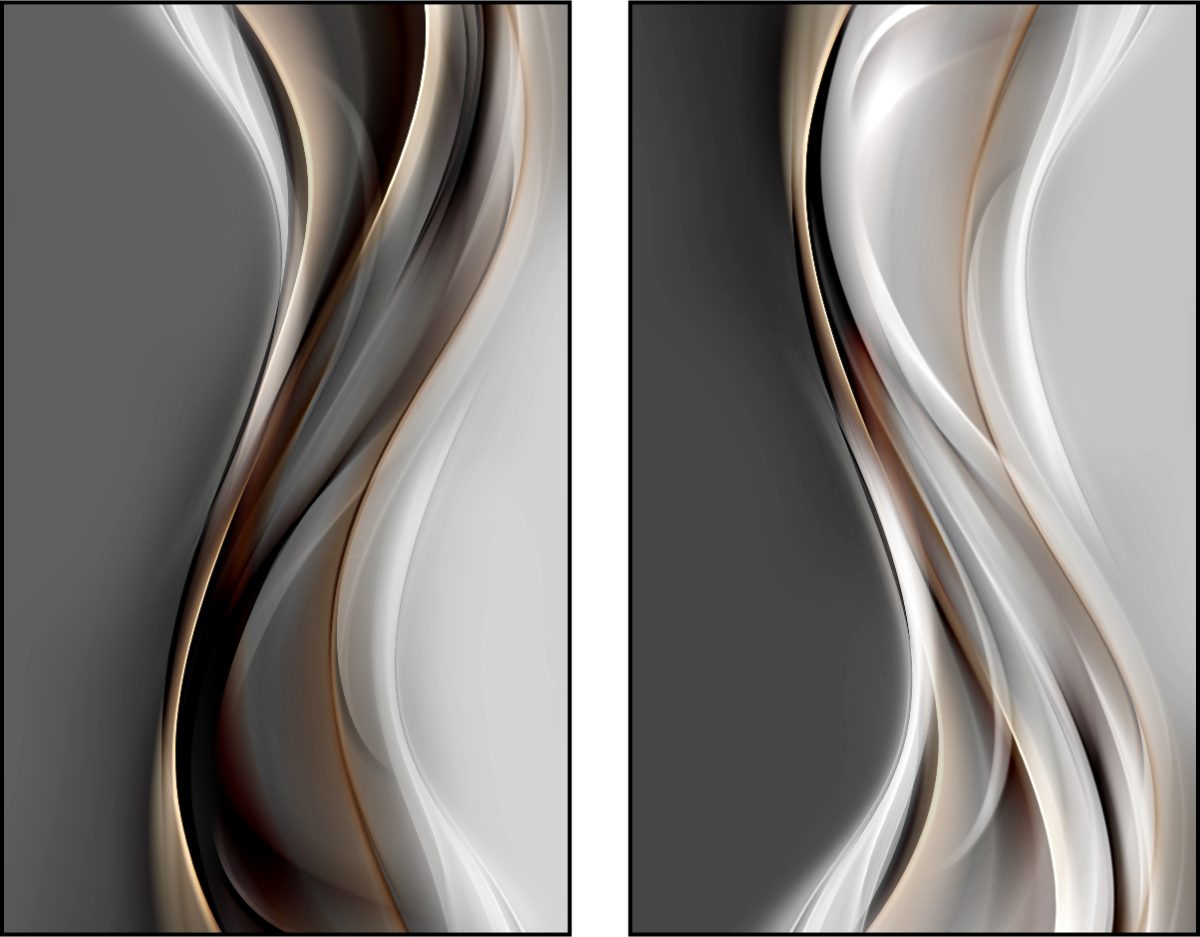 Jogo Com 2 Quadros Decorativos Abstrato Cinza, Branco e Cobre - Imagem 12