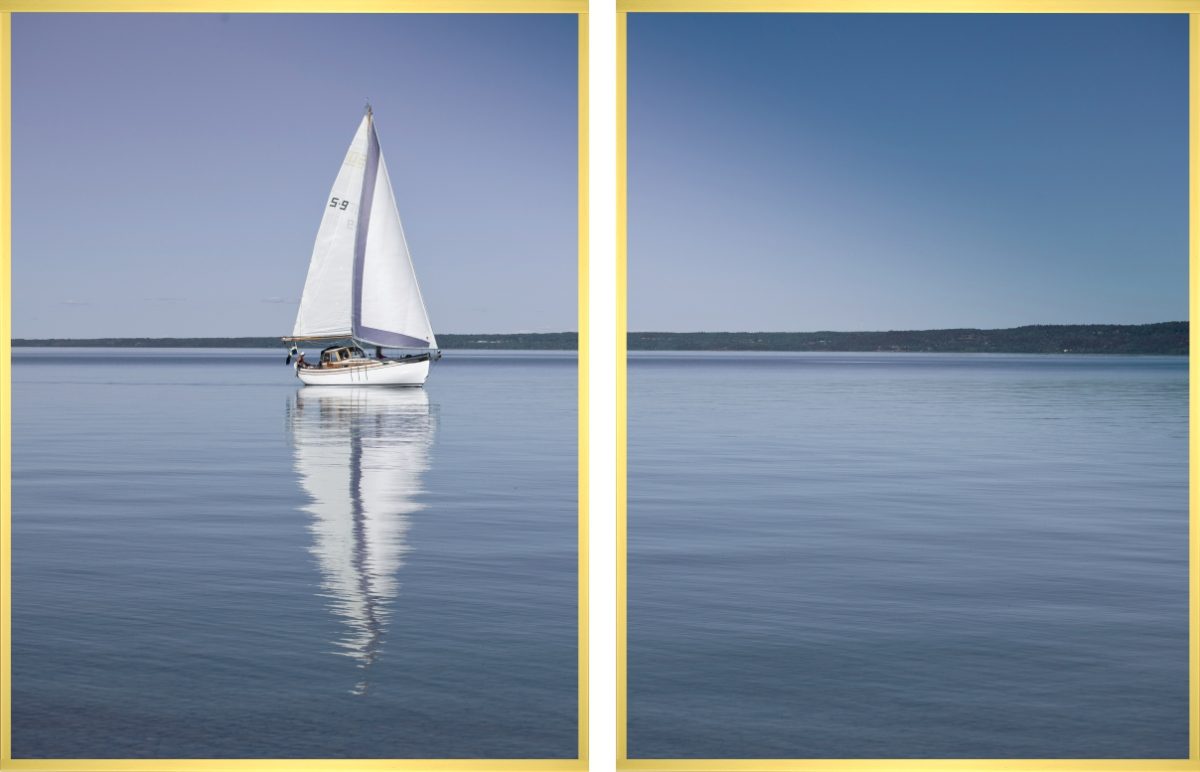 Jogo Com 2 Quadros Decorativos Mar Azul e Barco - Imagem 10