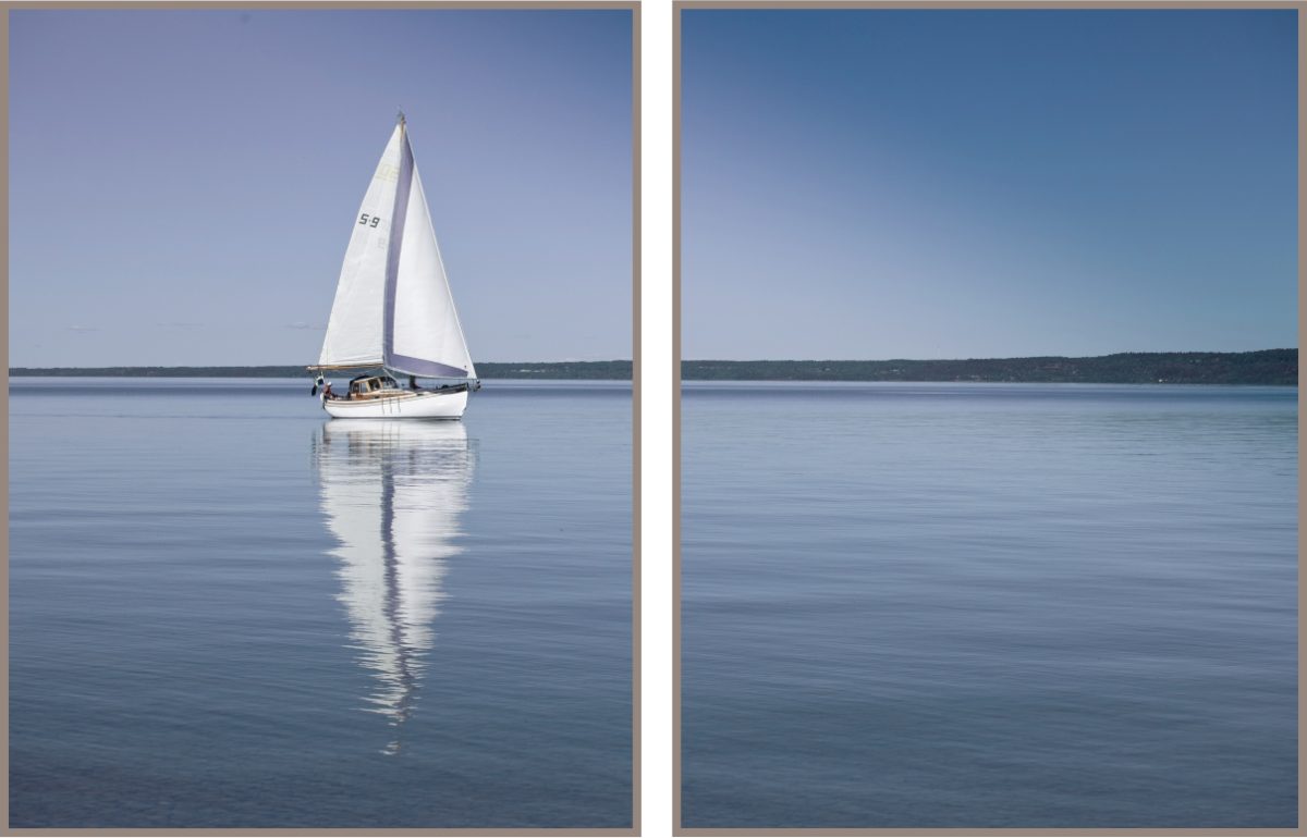Jogo Com 2 Quadros Decorativos Mar Azul e Barco - Imagem 11