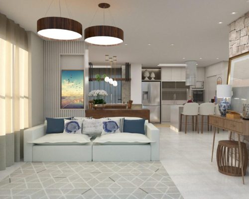 Quadro Decorativo Paisagem Praia com Pássaros