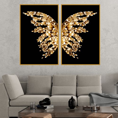 Jogo com 2 Quadros Decorativos Asas de Borboleta
