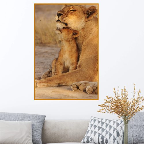 Quadro Decorativo Leoa e Filhote