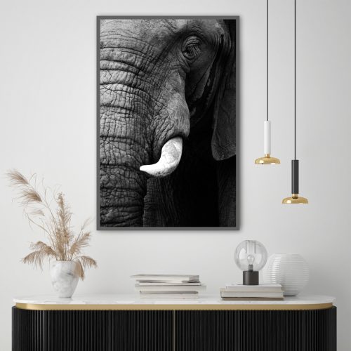 Quadro Decorativo Elefante Preto e Branco