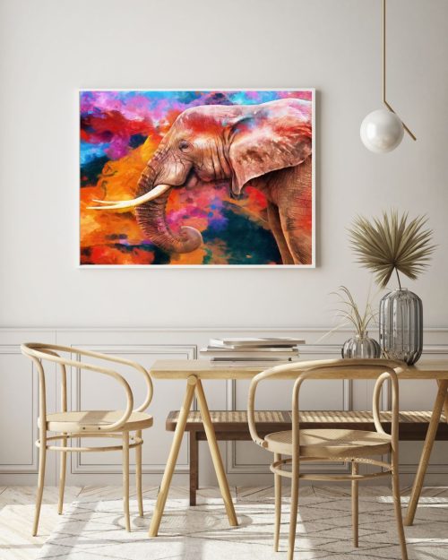 Quadro Decorativo Elefante Colorido