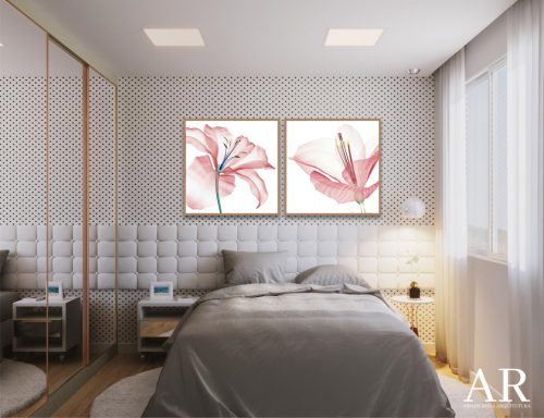 Jogo com 2Quadros Decorativos Floral Rosa