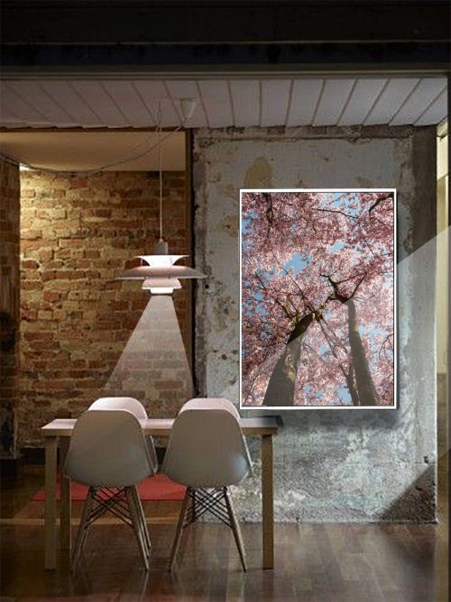 Quadro Decorativo Árvores com florais rosa