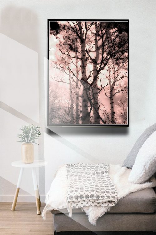 Quadro Decorativo Árvores Marrom com Rosa