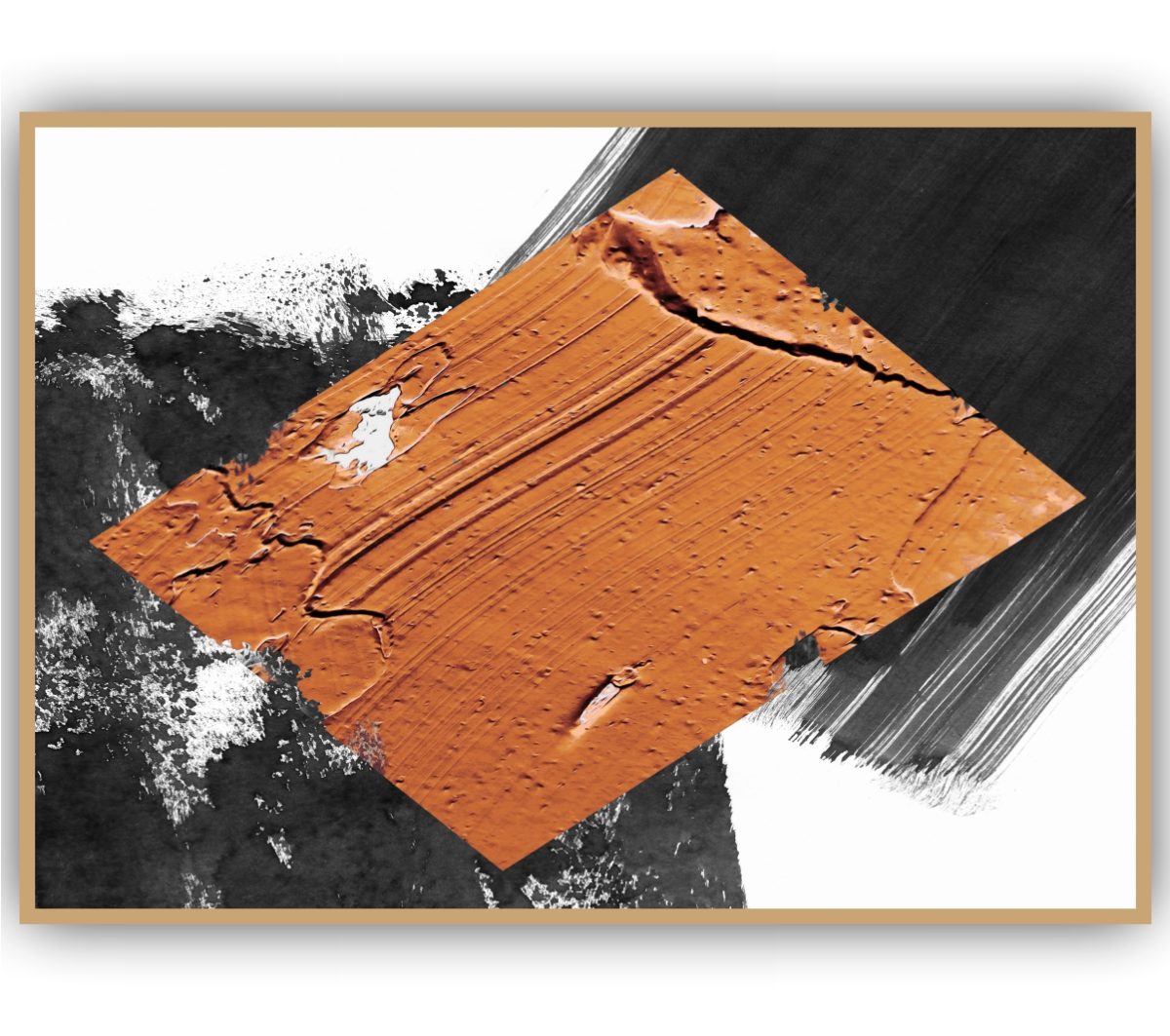 Quadro Decorativo Abstrato Preto, Laranja e Branco - Imagem 3