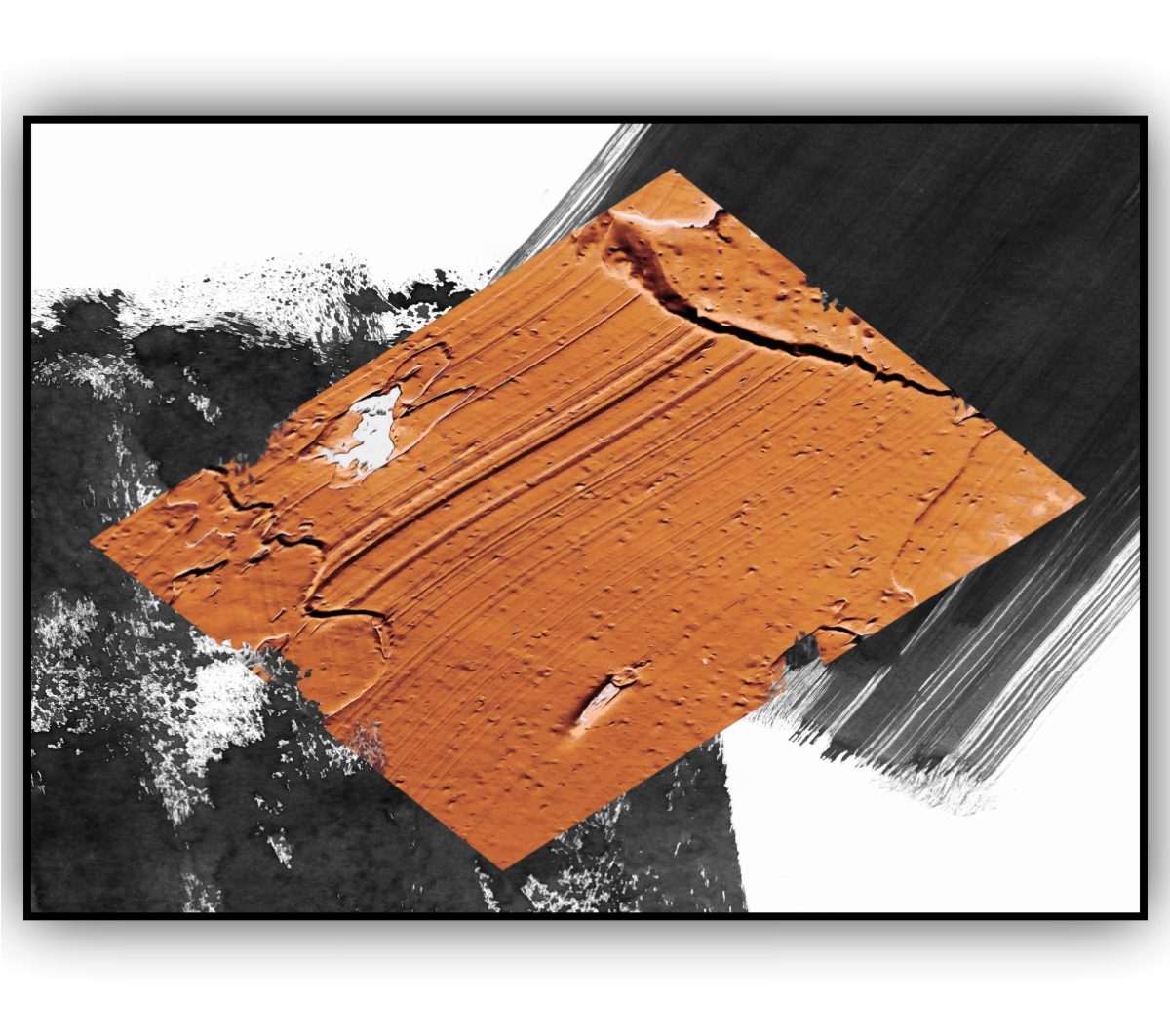 Quadro Decorativo Abstrato Preto, Laranja e Branco - Imagem 12