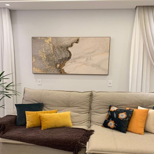 Quadro Decorativo Abstrato Marmorizado Verde