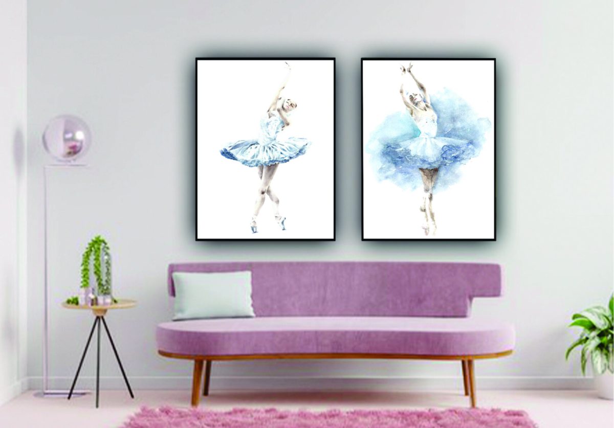 Jogo com 2 Quadros Decorativos Bailarinas Azuis - Imagem 19