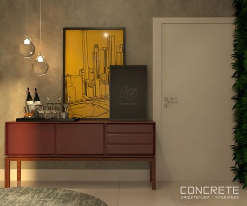 Jogo com 2 Quadros Decorativos Cidade Figurativa ao Fundo Amarelo