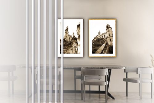 Jogo com 2 Quadros Castelos com Borda Branca