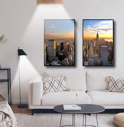 Jogo com 2 Quadros Fotografia Paisagem Cidade