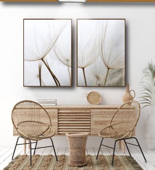 Jogo com 2 Quadros Decorativos Composição Dente de Leão