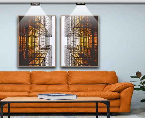 Jogo com 2 Quadros Decorativos Composição Prédios Urbanos