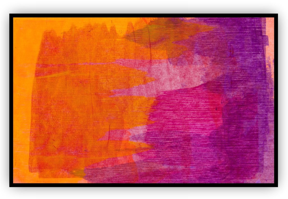 Quadro Decorativo Abstrato com Tons de Amarelo, Laranja, Rosa e Roxo - Imagem 7
