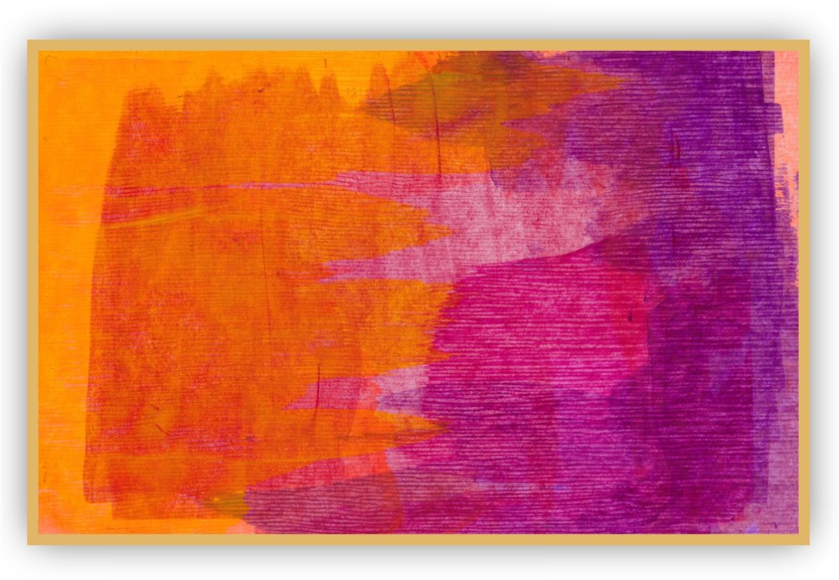 Quadro Decorativo Abstrato com Tons de Amarelo, Laranja, Rosa e Roxo - Imagem 16