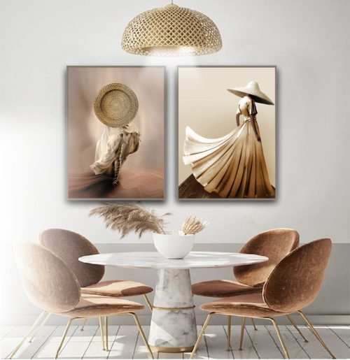 Jogo com 2 Quadros Decorativos Exclusivos Figurativos com Mulheres