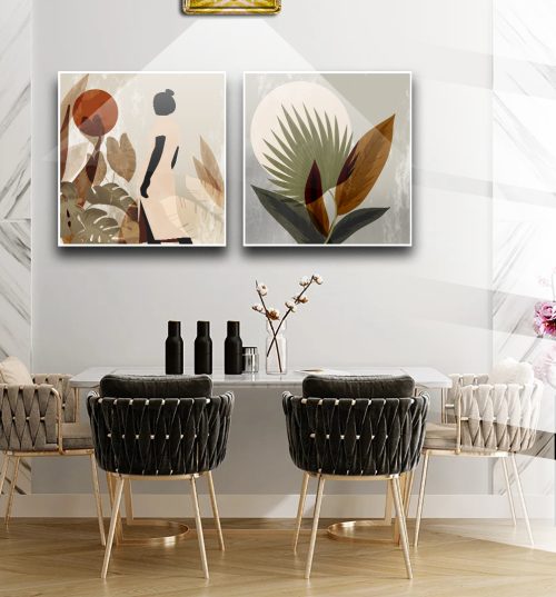 Jogo com 2 Quadros Composição Exclusiva Abstrata