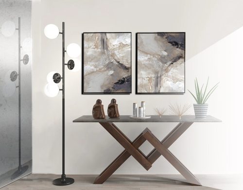 Jogo com 2 Quadros Composição Abstratos em tons de cinza