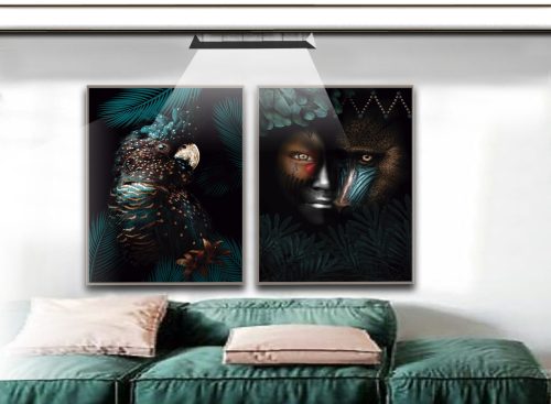 Jogo com 2 Quadros Composição Exclusiva Menina e os Animais